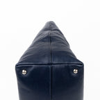 Handbag Shopper Tote Navy Blue Calfskin Smooth Leather