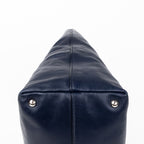 Handbag Shopper Tote Navy Blue Calfskin Smooth Leather