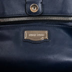 Handbag Shopper Tote Navy Blue Calfskin Smooth Leather