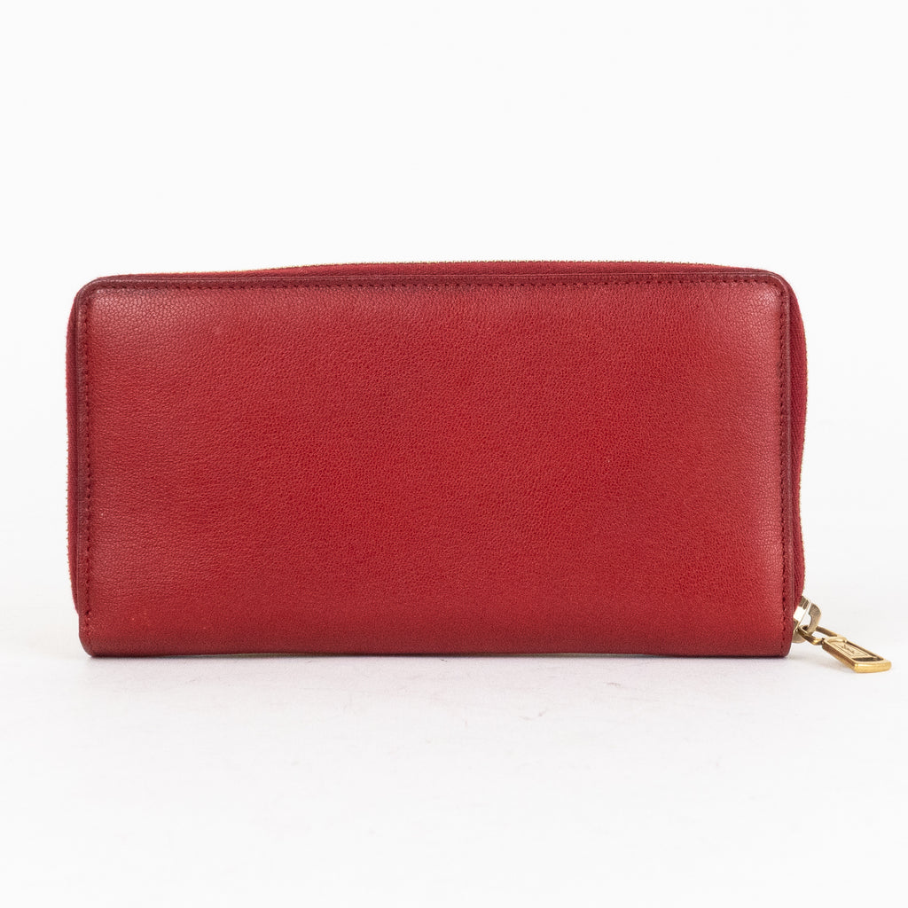 Wallet Zippy Long Wallet Red Small Grain Calfskin Leather