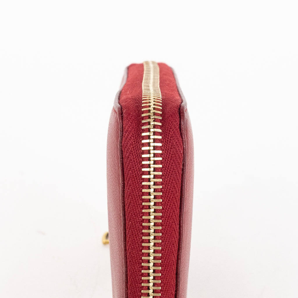 Wallet Zippy Long Wallet Red Small Grain Calfskin Leather