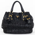 Handbag Crossbody Tote Black Nappa Gaufre Leather