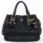 Handbag Crossbody Tote Black Nappa Gaufre Leather