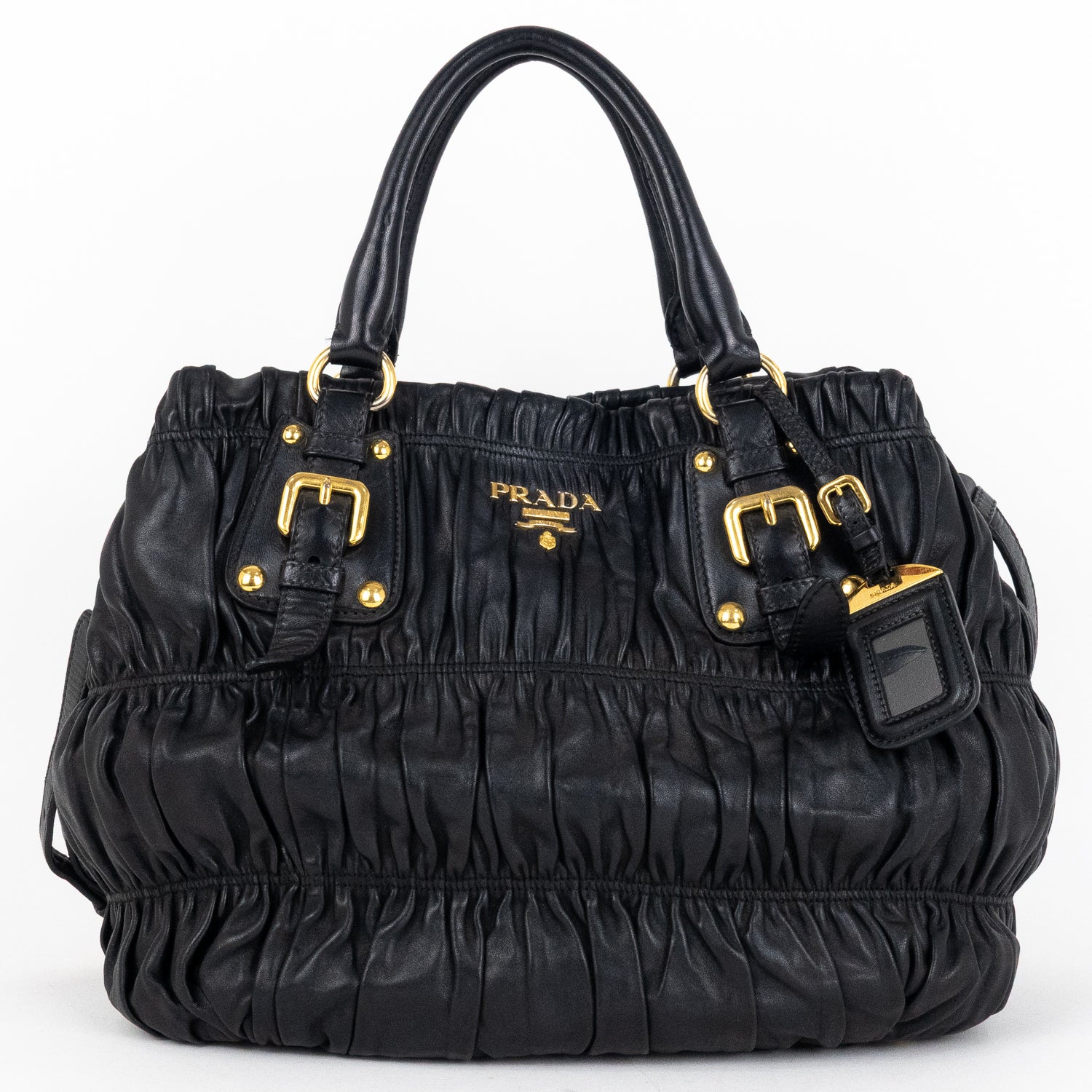 Handbag Crossbody Tote Black Nappa Gaufre Leather