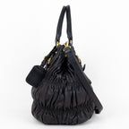 Handbag Crossbody Tote Black Nappa Gaufre Leather
