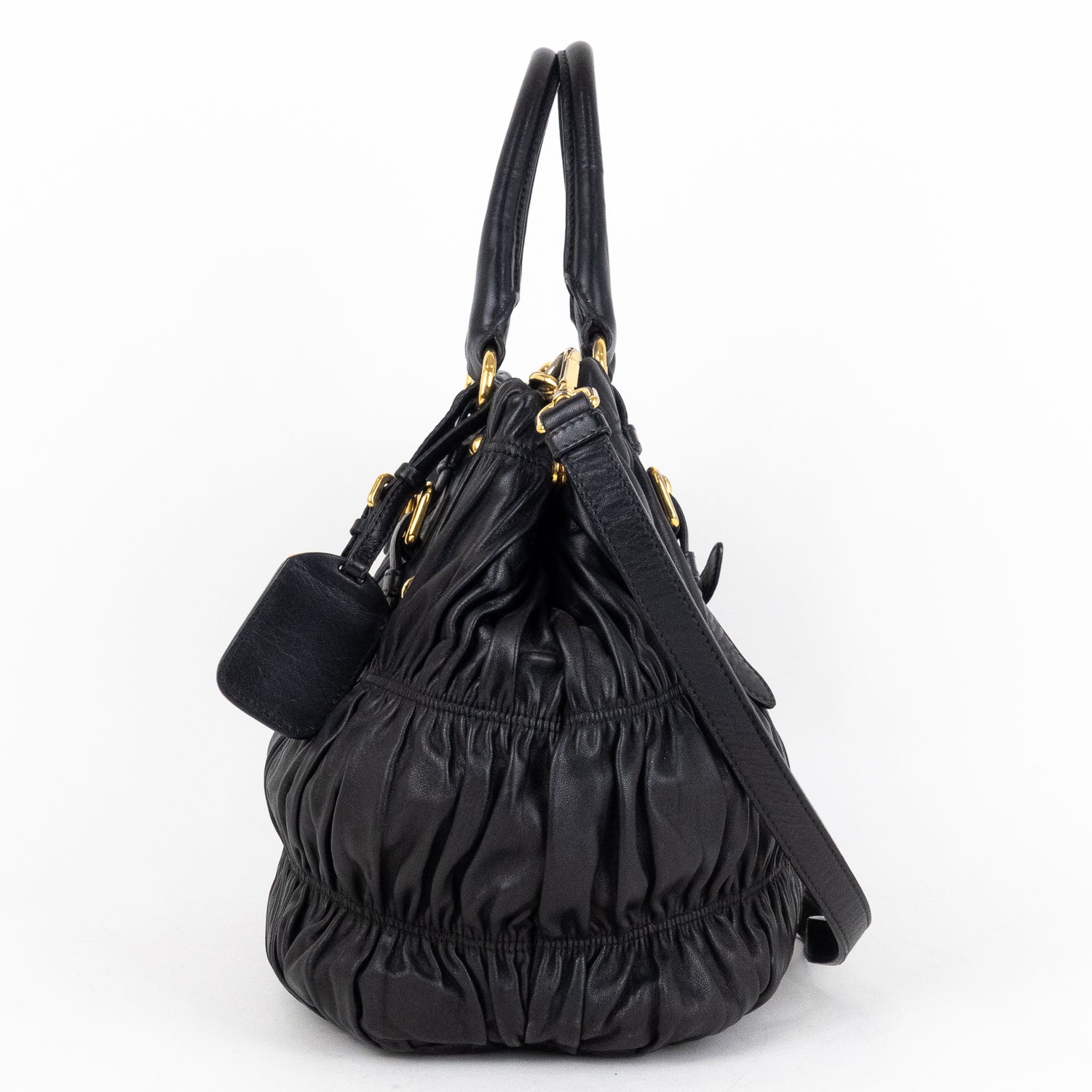Handbag Crossbody Tote Black Nappa Gaufre Leather