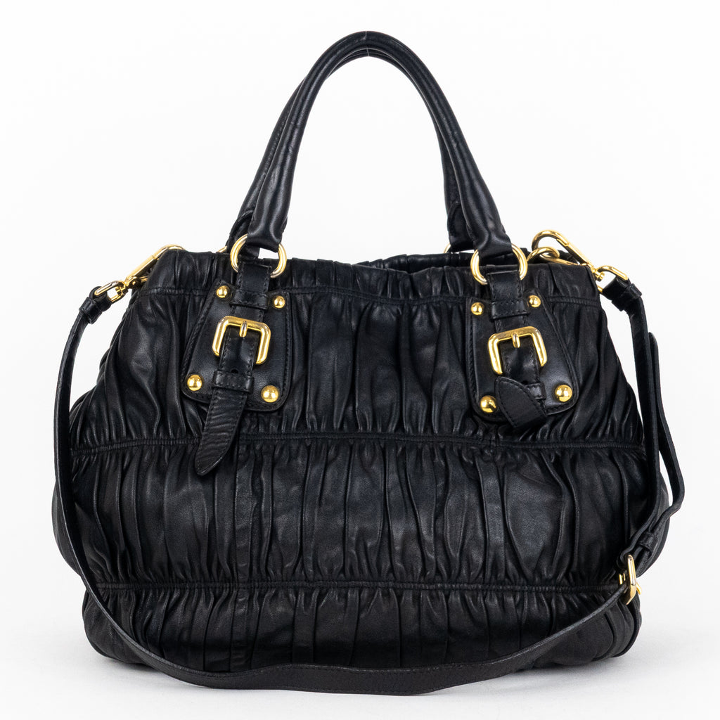 Handbag Crossbody Tote Black Nappa Gaufre Leather