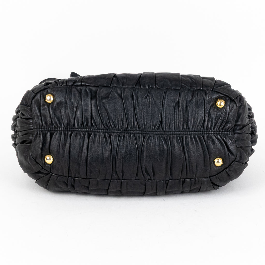 Handbag Crossbody Tote Black Nappa Gaufre Leather