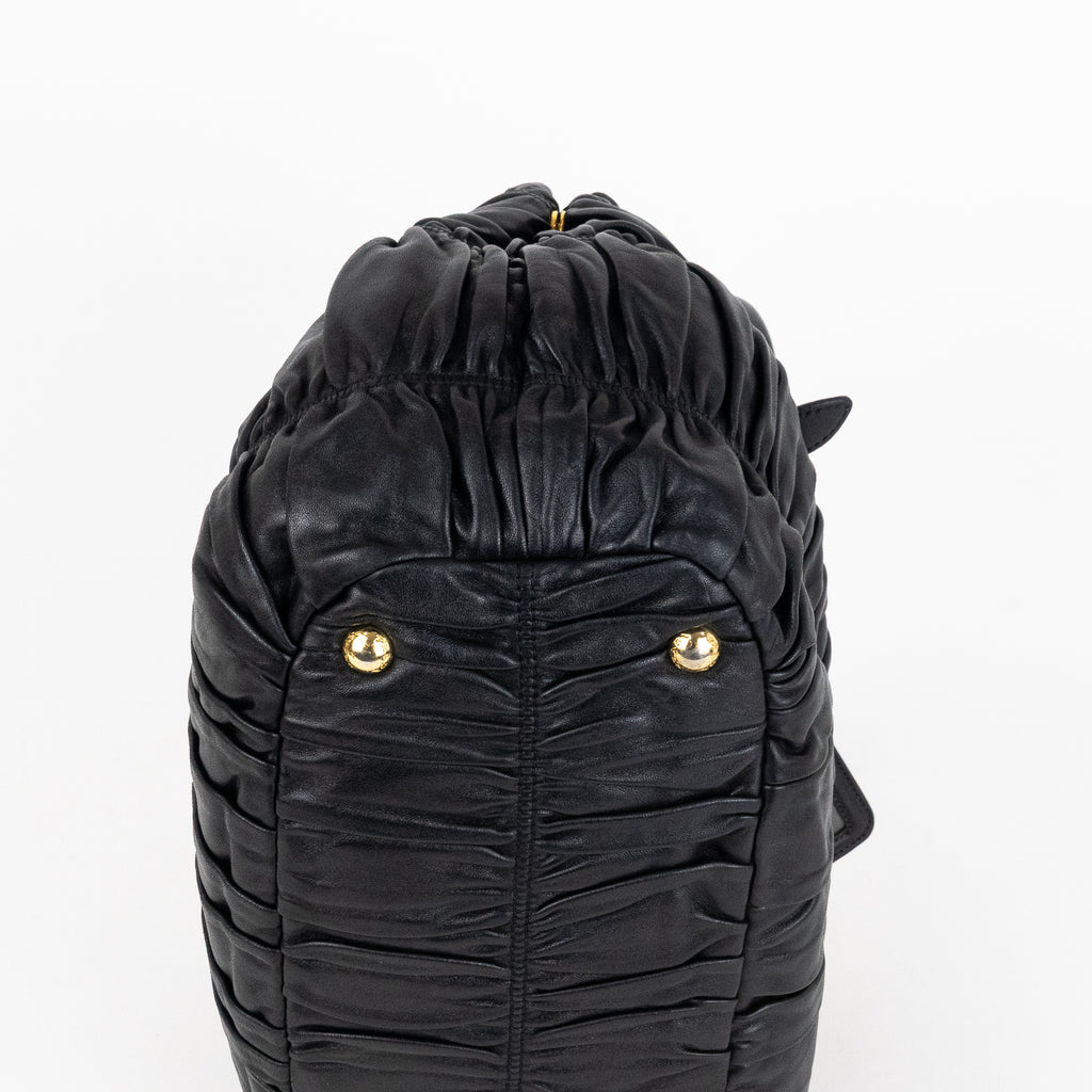 Handbag Crossbody Tote Black Nappa Gaufre Leather