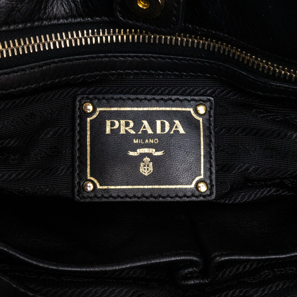 Handbag Crossbody Tote Black Nappa Gaufre Leather