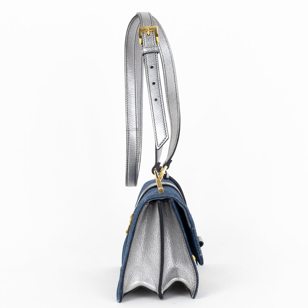 Shoulder Bag Madras Denim Blue Denim Canvas