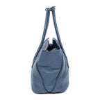 Shoulder Bag Open Shopping Tote Dark Blue Calfskin Grained Leather