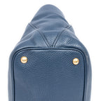 Shoulder Bag Open Shopping Tote Dark Blue Calfskin Grained Leather