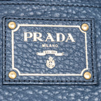Shoulder Bag Open Shopping Tote Dark Blue Calfskin Grained Leather