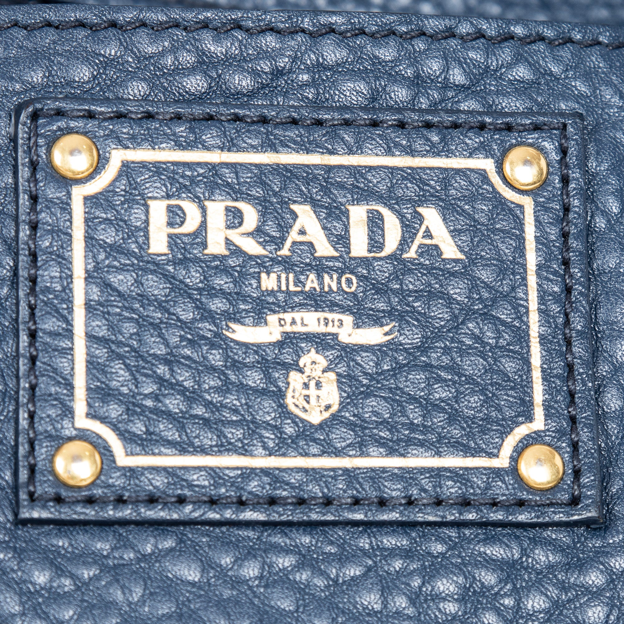Shoulder Bag Open Shopping Tote Dark Blue Calfskin Grained Leather