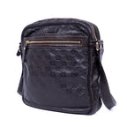Shoulder Bag Front Zip Messenger Black Guccissima Leather