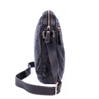 Shoulder Bag Front Zip Messenger Black Guccissima Leather