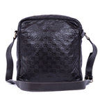 Shoulder Bag Front Zip Messenger Black Guccissima Leather