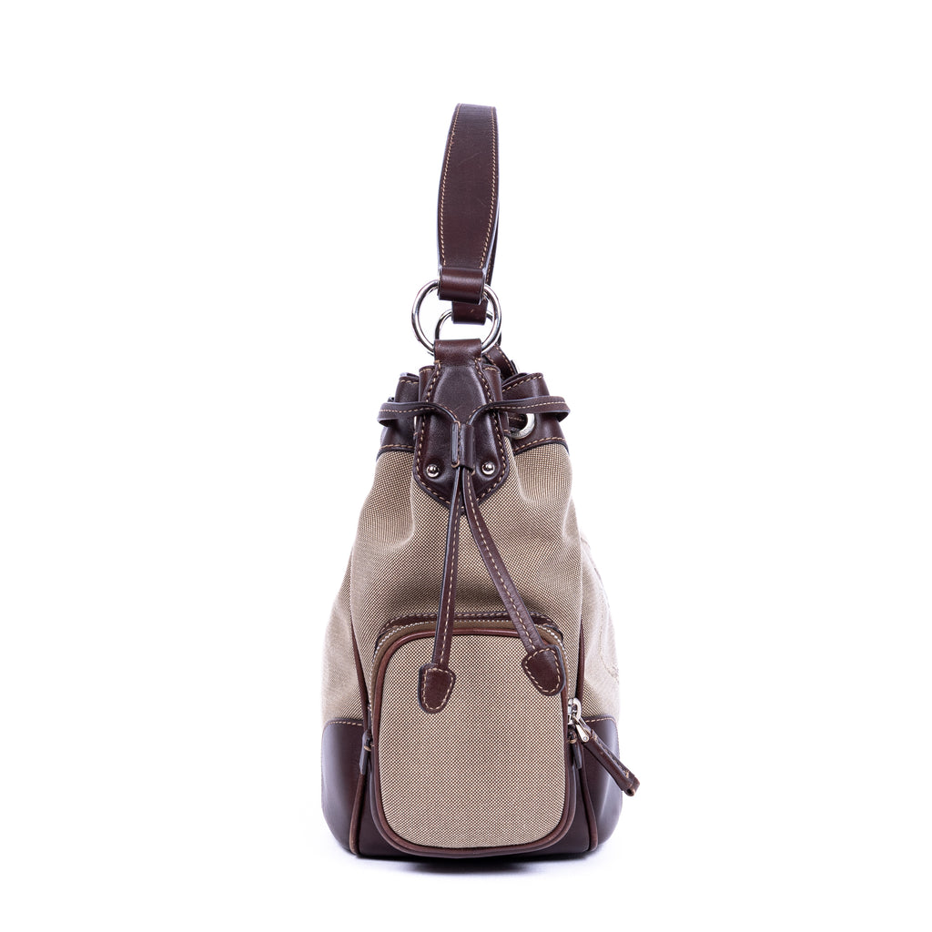 Shoulder Bag Jaquard Hobo Beige Jacquard Logo Canvas