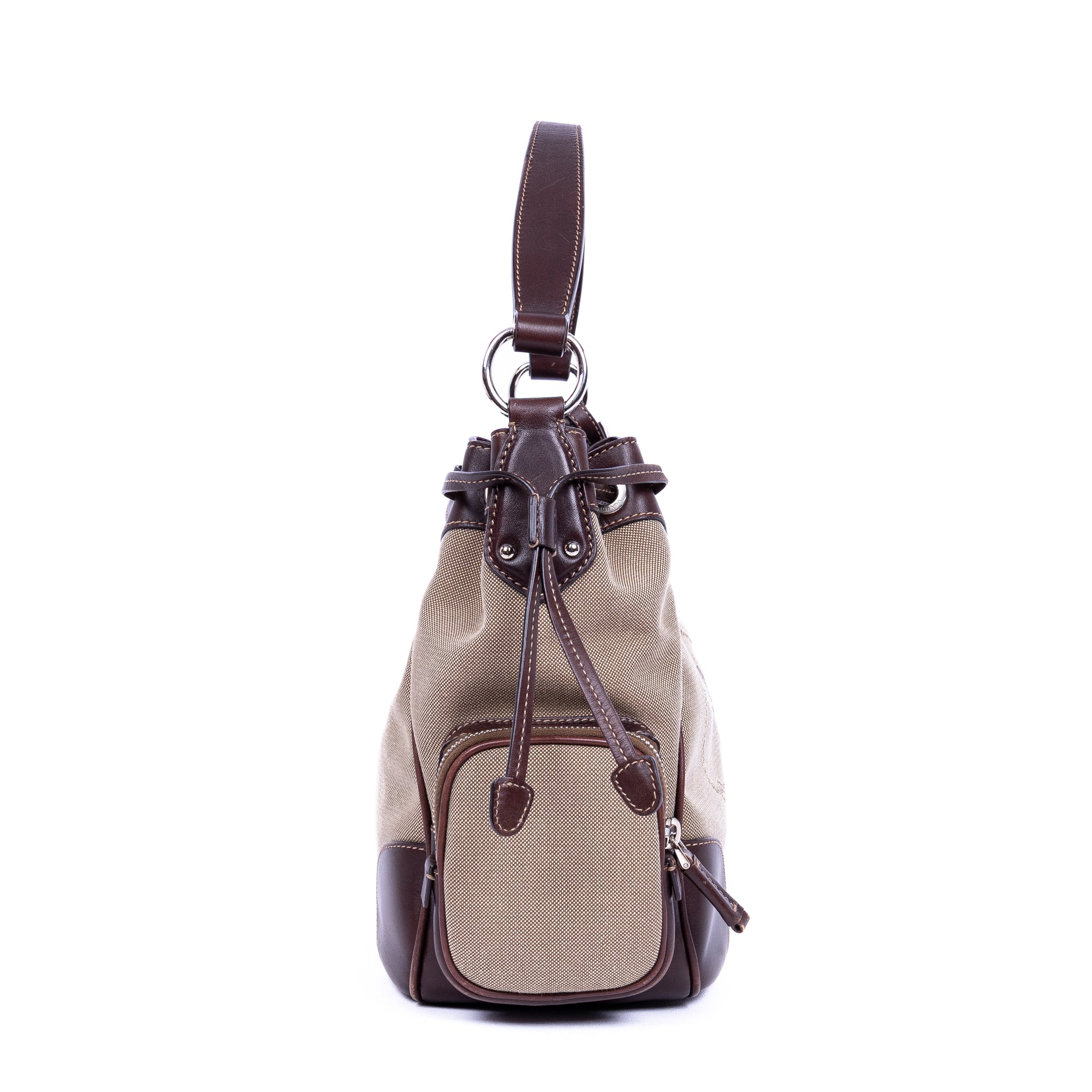 Shoulder Bag Jaquard Hobo Beige Jacquard Logo Canvas