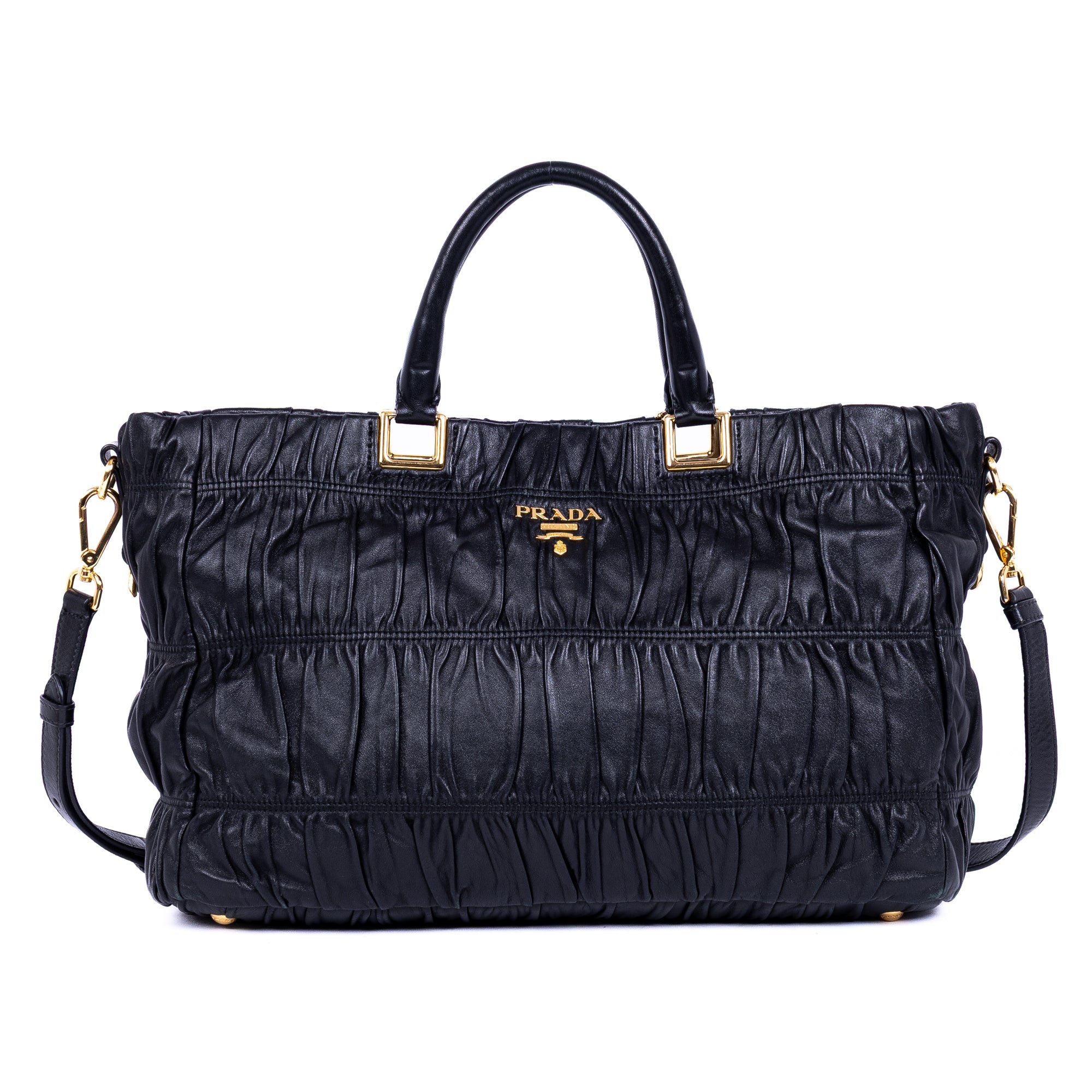 Shoulder Bag Nappa Gaufre Top Handle Black Nappa Gaufre Leather