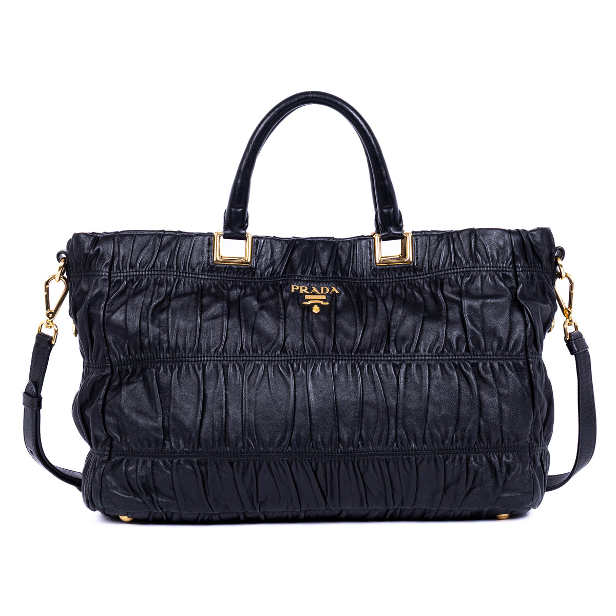 Shoulder Bag Nappa Gaufre Top Handle Black Nappa Gaufre Leather