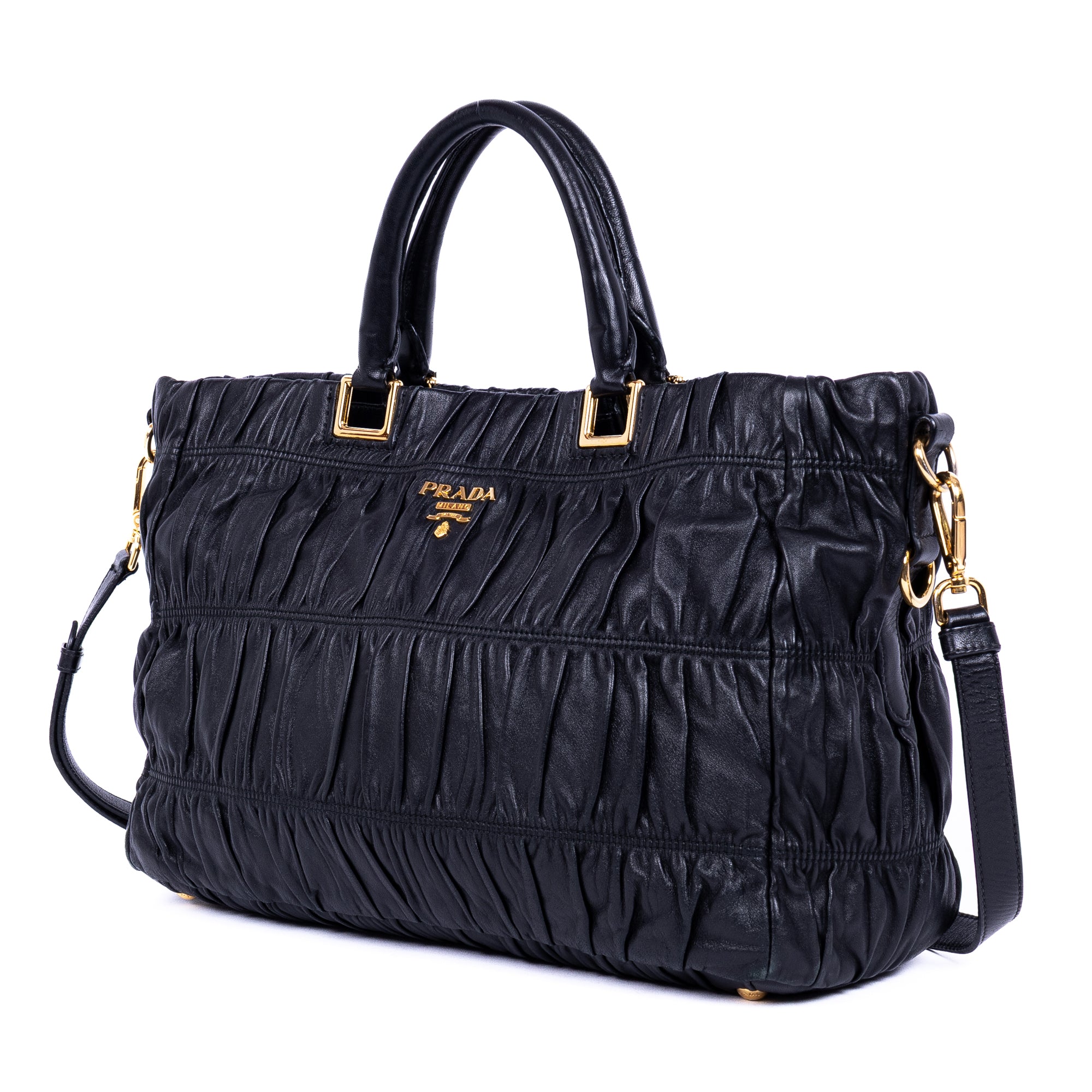 Shoulder Bag Nappa Gaufre Top Handle Black Nappa Gaufre Leather