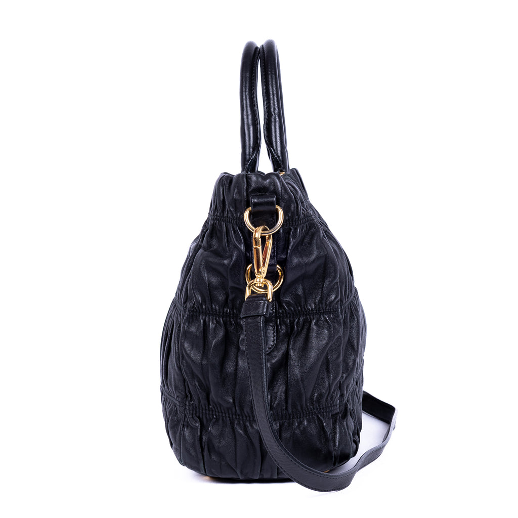 Shoulder Bag Nappa Gaufre Top Handle Black Nappa Gaufre Leather