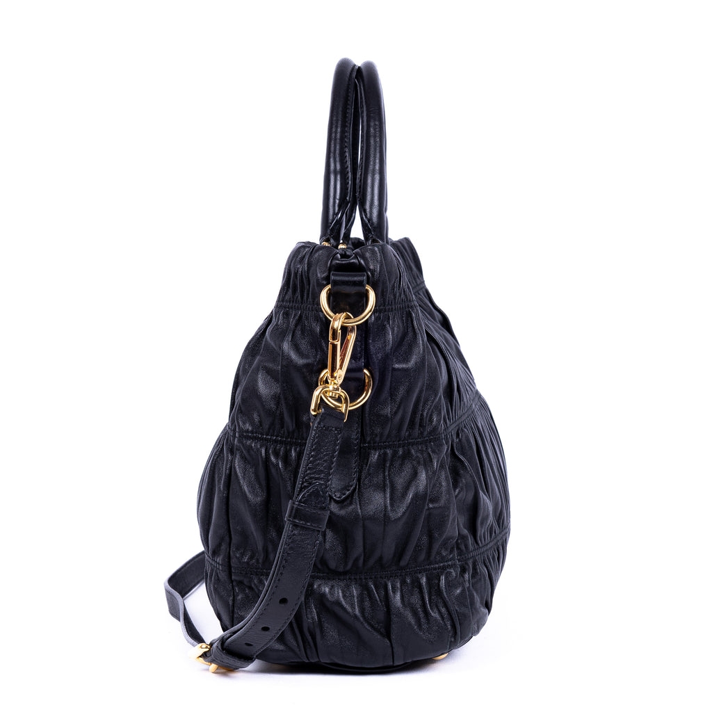Shoulder Bag Nappa Gaufre Top Handle Black Nappa Gaufre Leather
