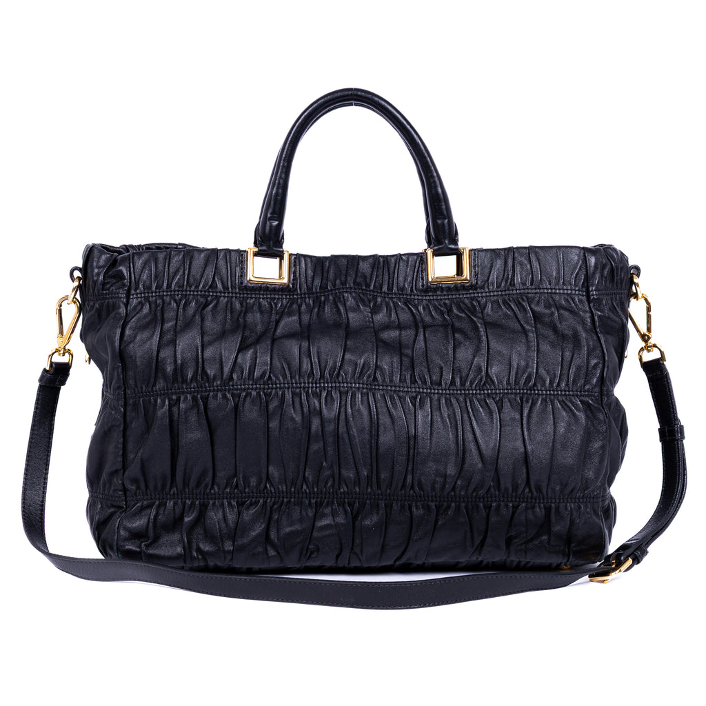 Shoulder Bag Nappa Gaufre Top Handle Black Nappa Gaufre Leather