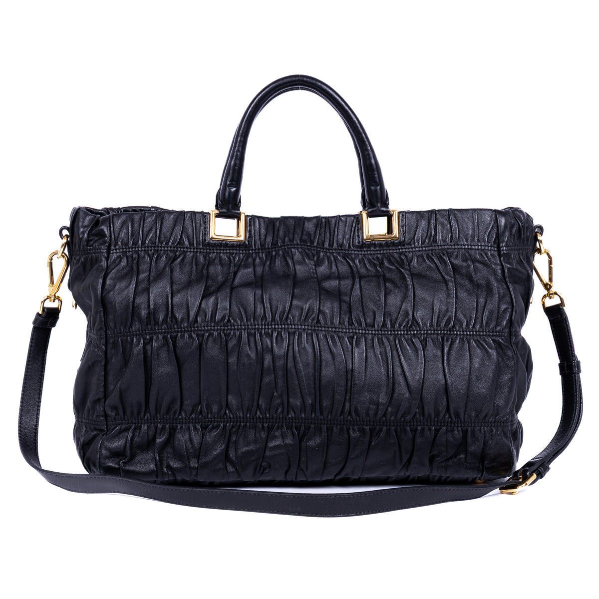 Shoulder Bag Nappa Gaufre Top Handle Black Nappa Gaufre Leather