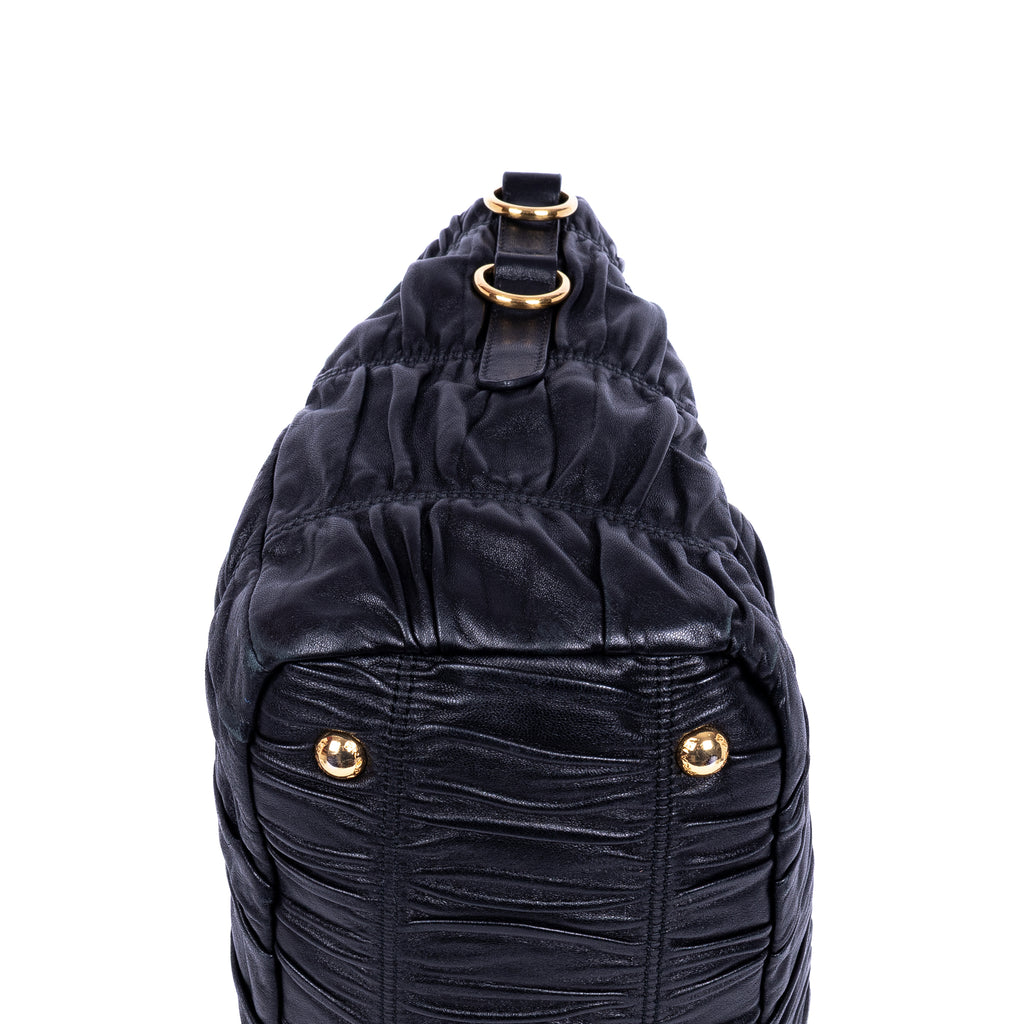 Shoulder Bag Nappa Gaufre Top Handle Black Nappa Gaufre Leather