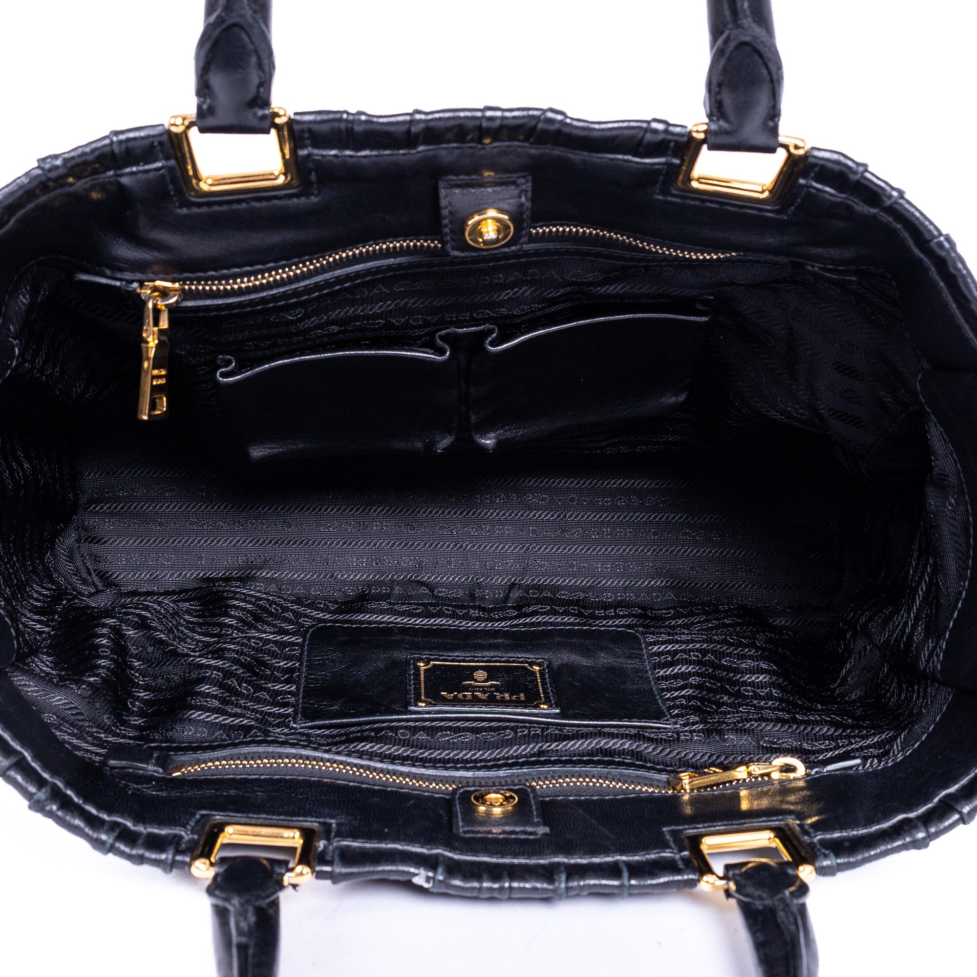Shoulder Bag Nappa Gaufre Top Handle Black Nappa Gaufre Leather