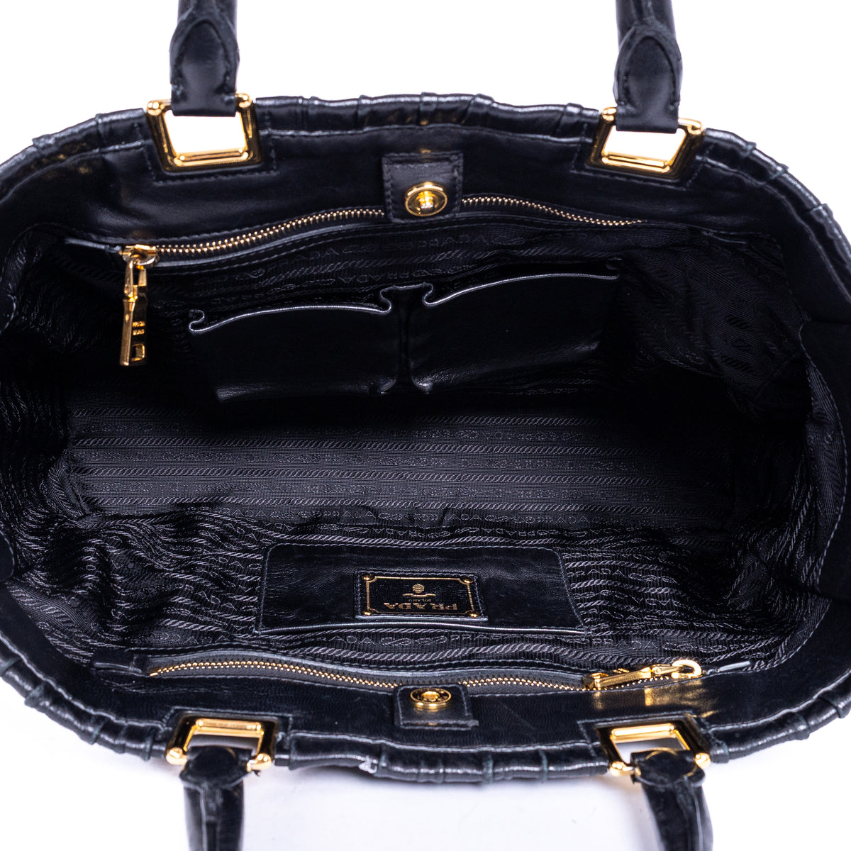Shoulder Bag Nappa Gaufre Top Handle Black Nappa Gaufre Leather