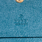 Wallet Marmont Card Case Bifold Blue Calfskin Quilted Leather