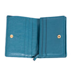 Wallet Marmont Card Case Bifold Blue Calfskin Quilted Leather