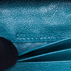 Wallet Marmont Card Case Bifold Blue Calfskin Quilted Leather