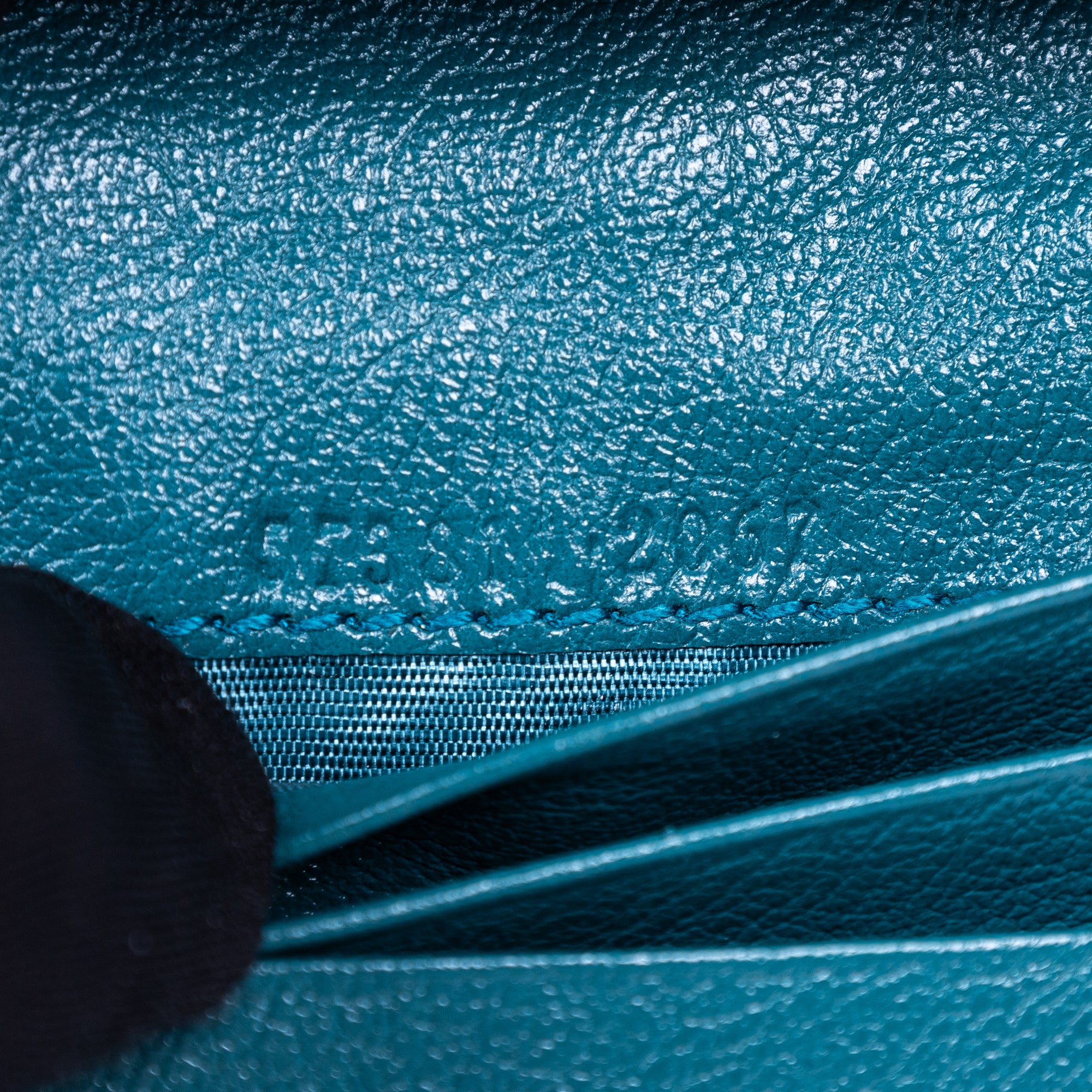 Wallet Marmont Card Case Bifold Blue Calfskin Quilted Leather