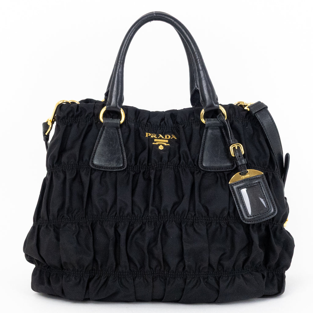 Shoulder Bag Crossbody Tote Black Tessuto Gaufre