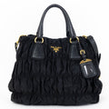 Shoulder Bag Crossbody Tote Black Tessuto Gaufre