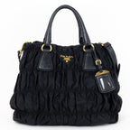 Shoulder Bag Crossbody Tote Black Tessuto Gaufre