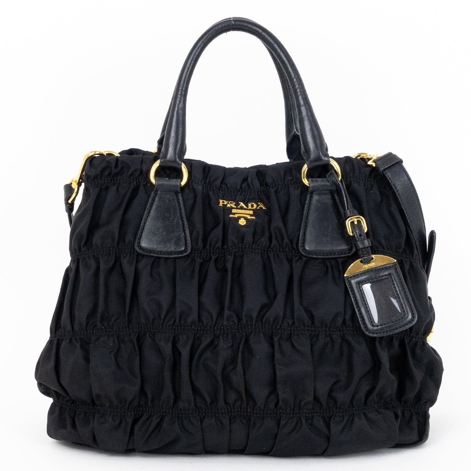 Shoulder Bag Crossbody Tote Black Tessuto Gaufre