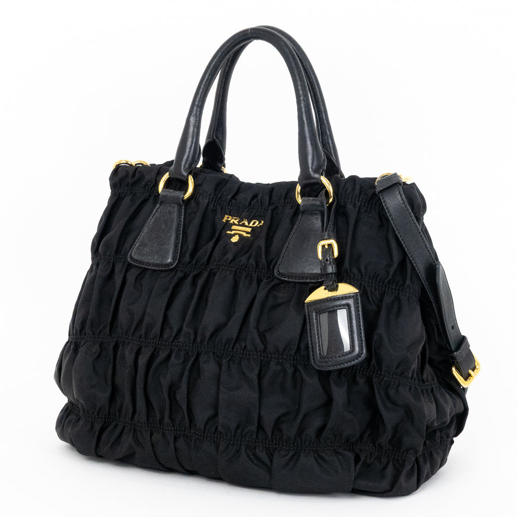 Shoulder Bag Crossbody Tote Black Tessuto Gaufre
