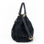 Shoulder Bag Crossbody Tote Black Tessuto Gaufre