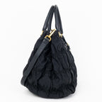Shoulder Bag Crossbody Tote Black Tessuto Gaufre