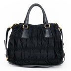 Shoulder Bag Crossbody Tote Black Tessuto Gaufre