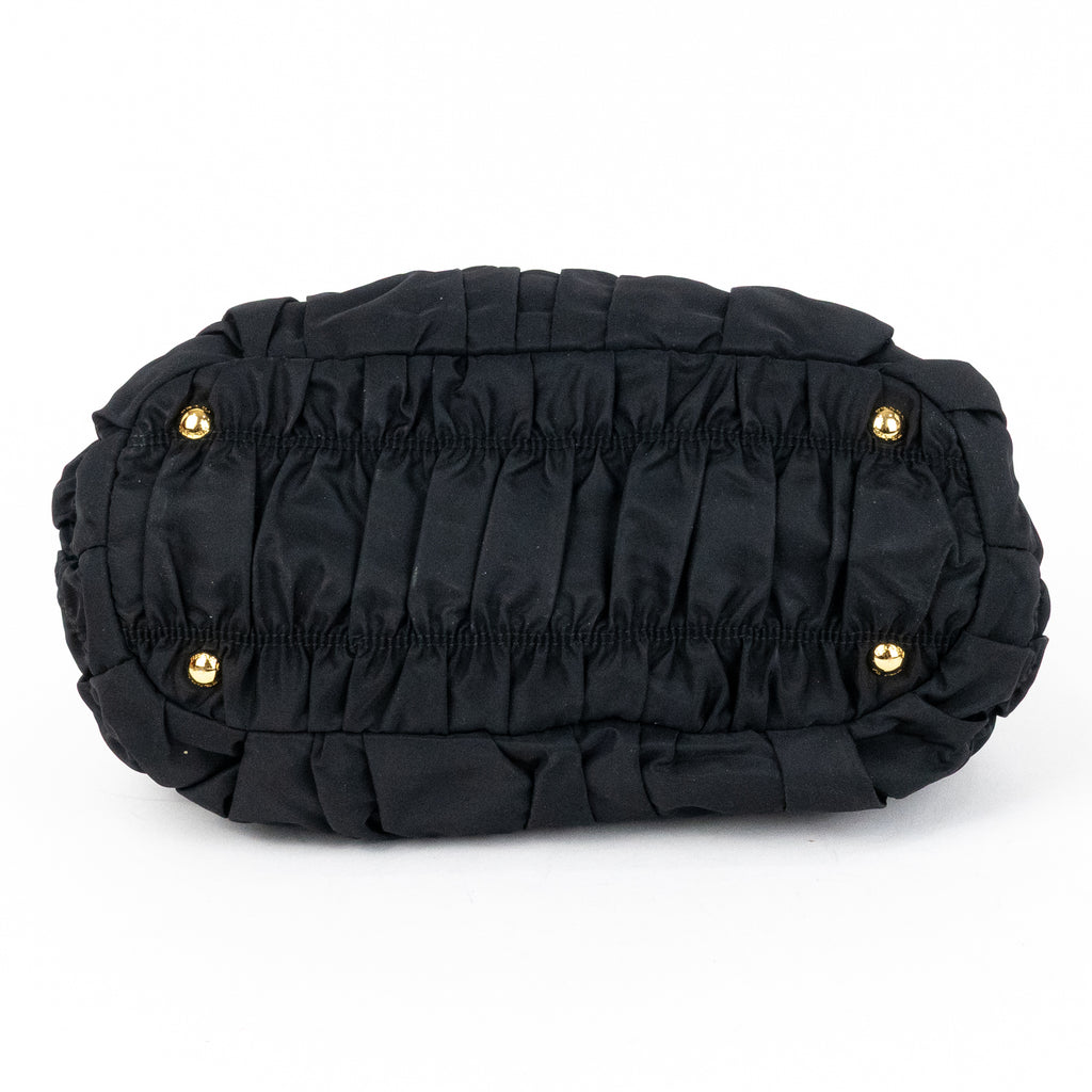 Shoulder Bag Crossbody Tote Black Tessuto Gaufre