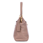 Shoulder Bag Shopping Tote Dark Beige Deerskin Leather