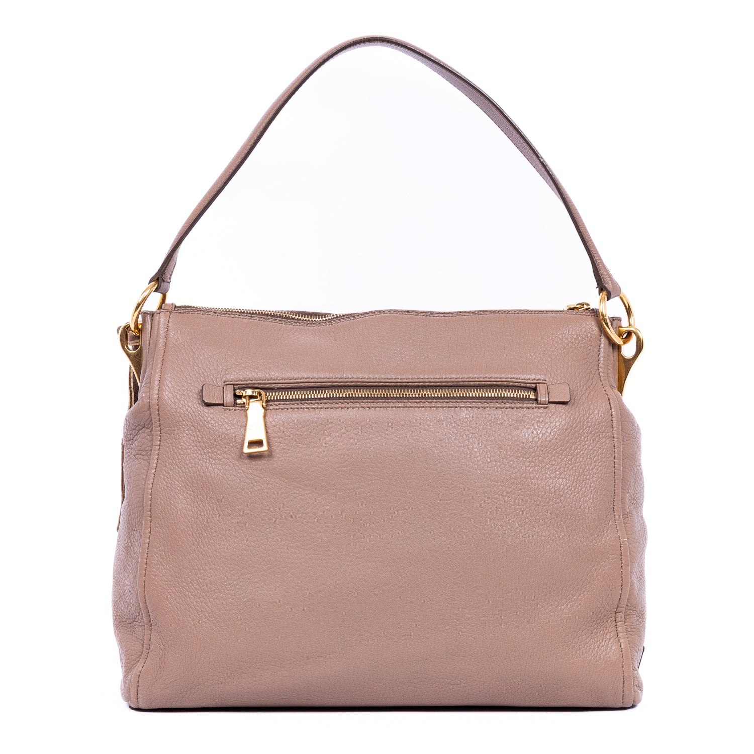Shoulder Bag Shopping Tote Dark Beige Deerskin Leather