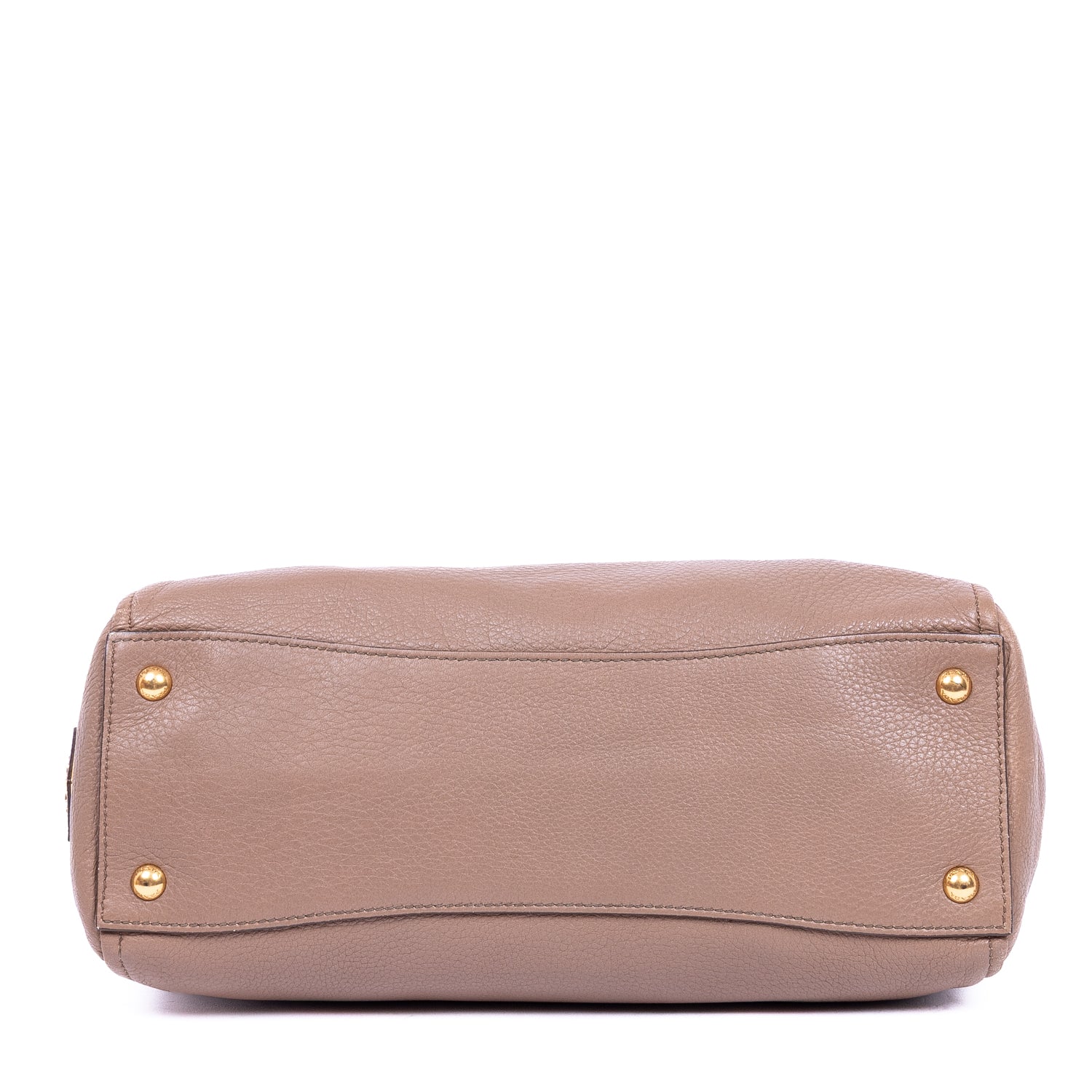 Shoulder Bag Shopping Tote Dark Beige Deerskin Leather
